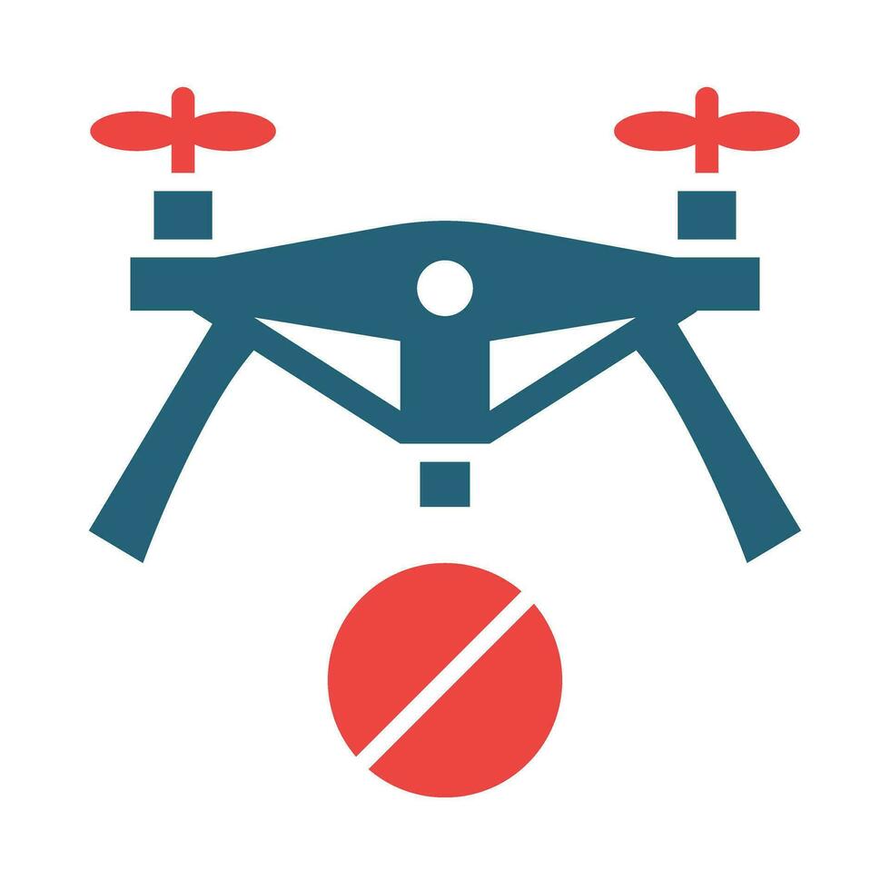 No Drone Zone Glyph Two Color Icon Design vector