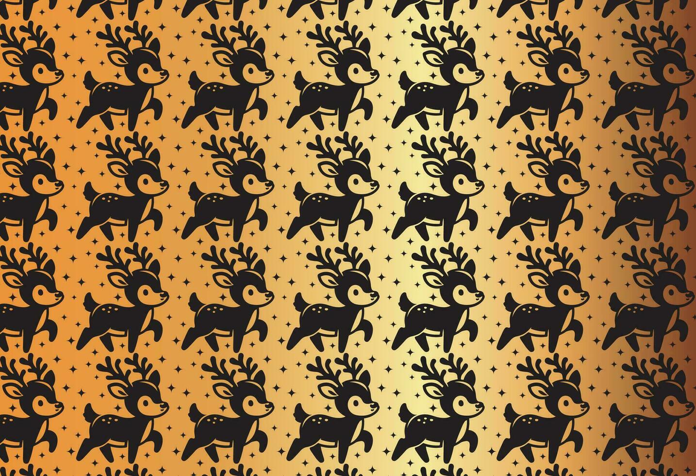Golden Reindeer Elegance, Festive Pattern with Gilded Reindeer, pattern vector