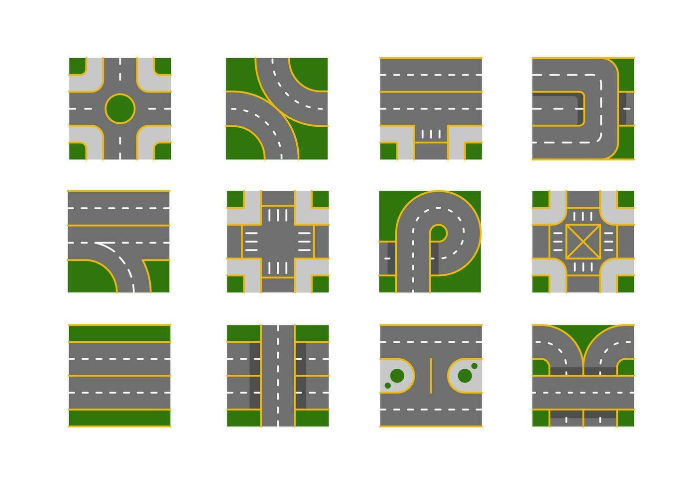 la carretera y autopista íconos conjunto elementos vector