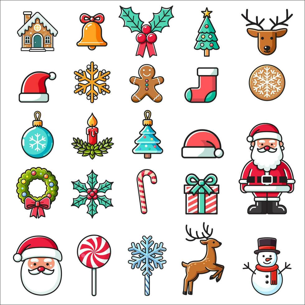 Christmas ornaments collection flat design icons vector