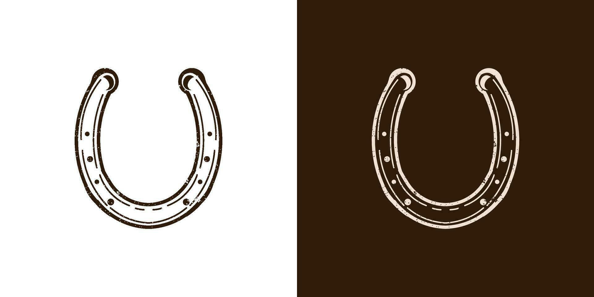 vector logo illustration of grunge horse shoe