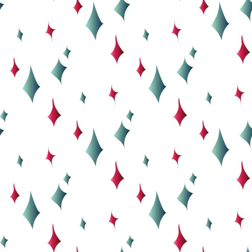 Seamless background with bright colored stars on a white background. Gradient highlights in blue and pink colors. Pointed sequins for printing on textiles and paper, repetitive vector