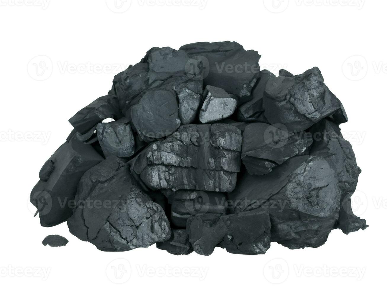 heap of coal isolated on white background photo