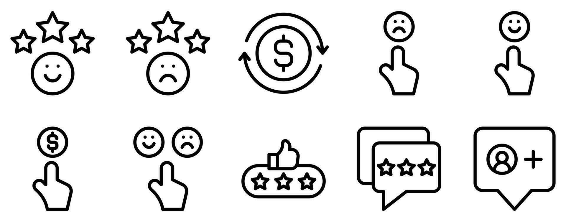 customer experience line style icon set collection vector
