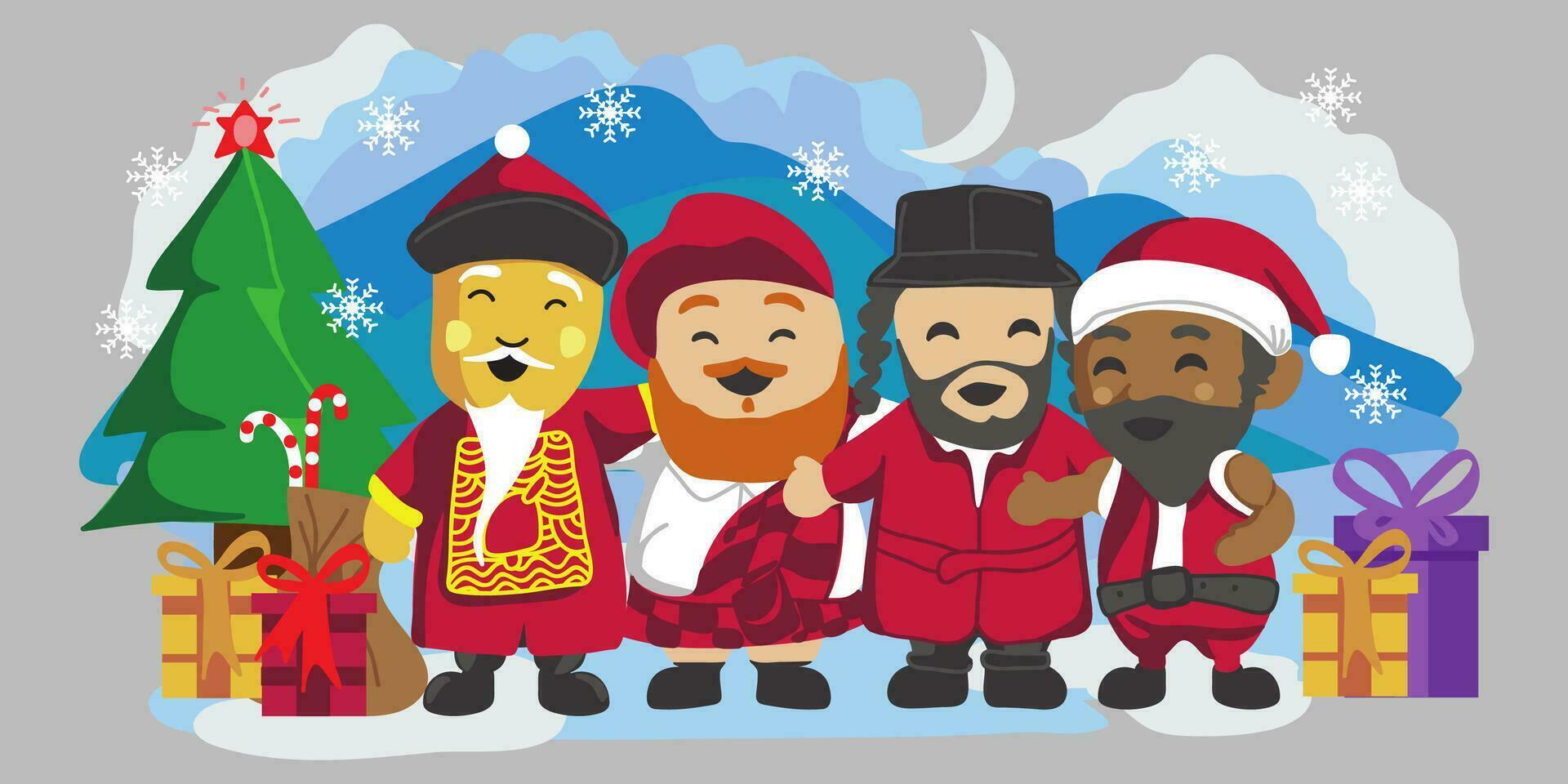 vector ilustración de Papa Noel claus desde diferente país