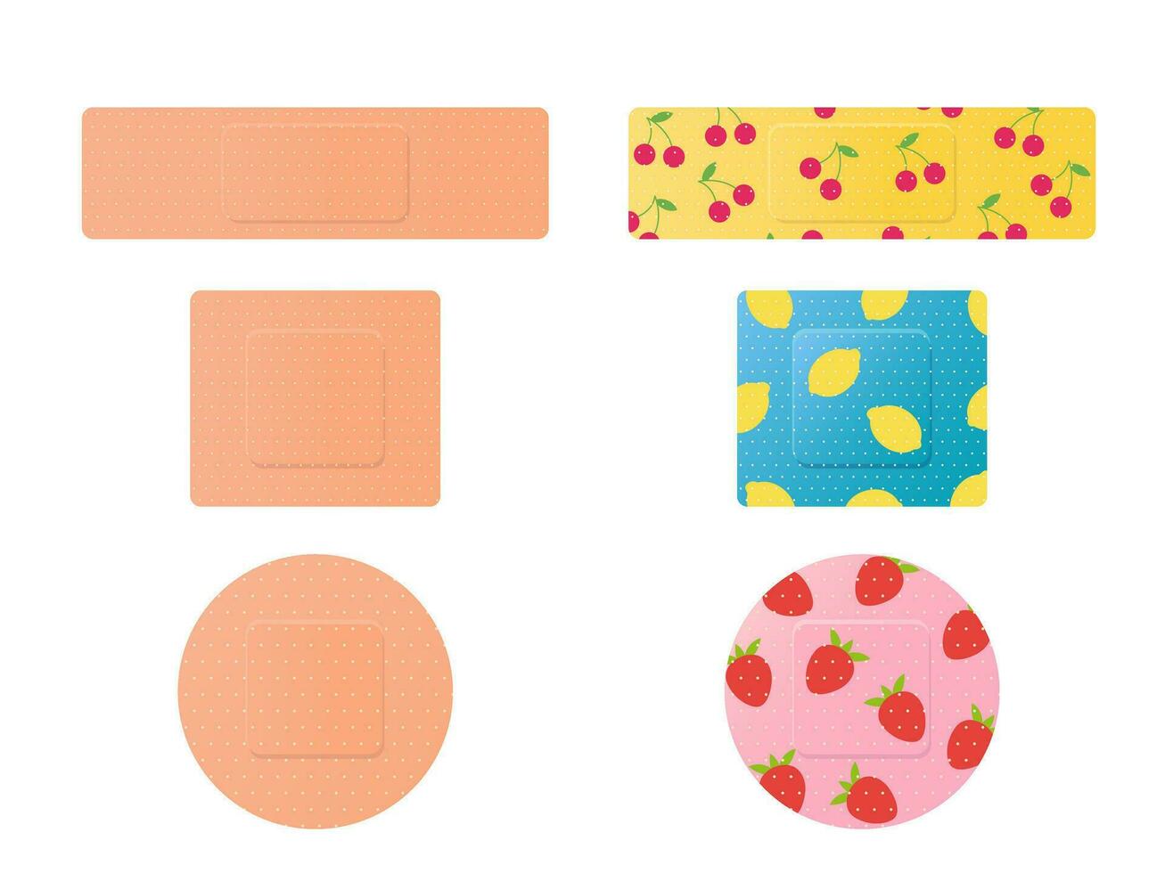 Medical plaster classic and kid set. First aid elements vector