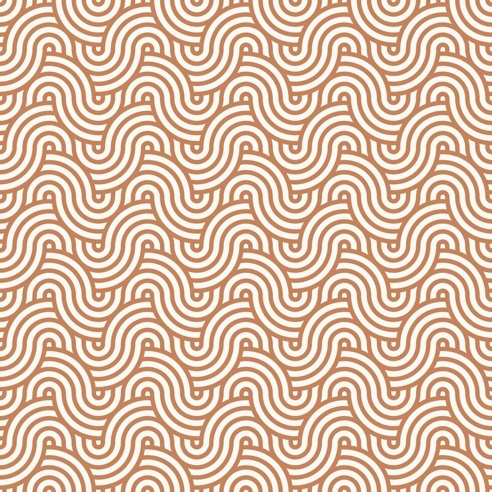Brown seamless abstract geometric japanese circles lines and waves pattern vector