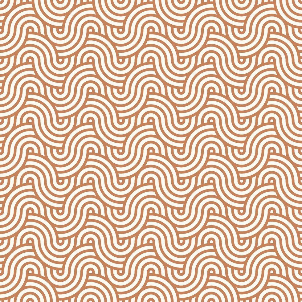 Brown seamless abstract geometric japanese circles lines and waves pattern vector