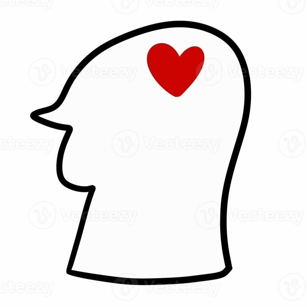 human head with love icon illustration photo