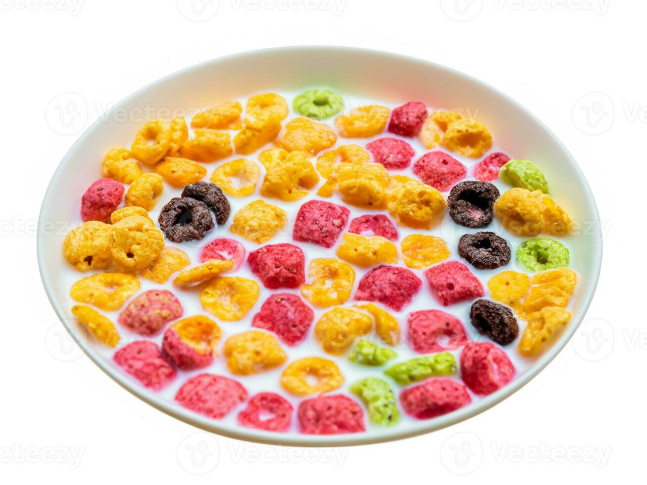 bowl of cornflakes on white background photo