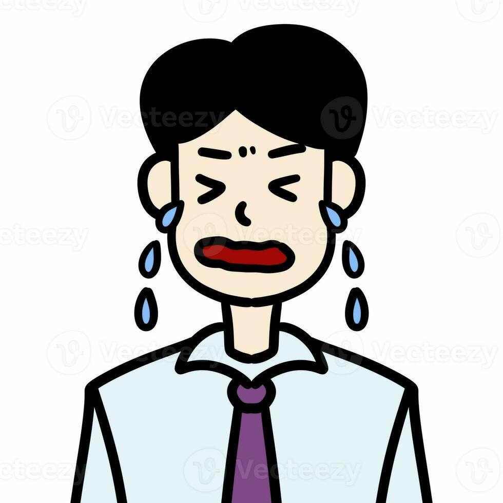 cartoon crying man wearing shirt photo