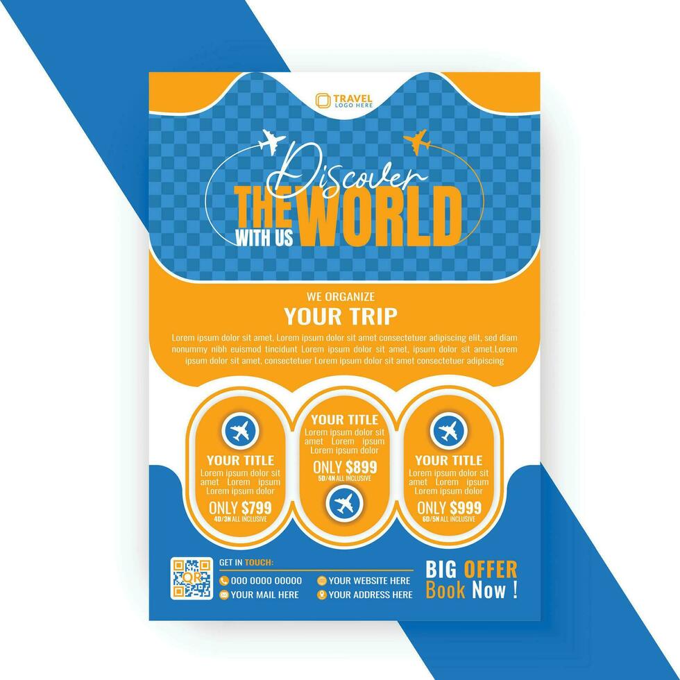 Travel or trip flyer design design template. Summer poster design template for travel agency vector