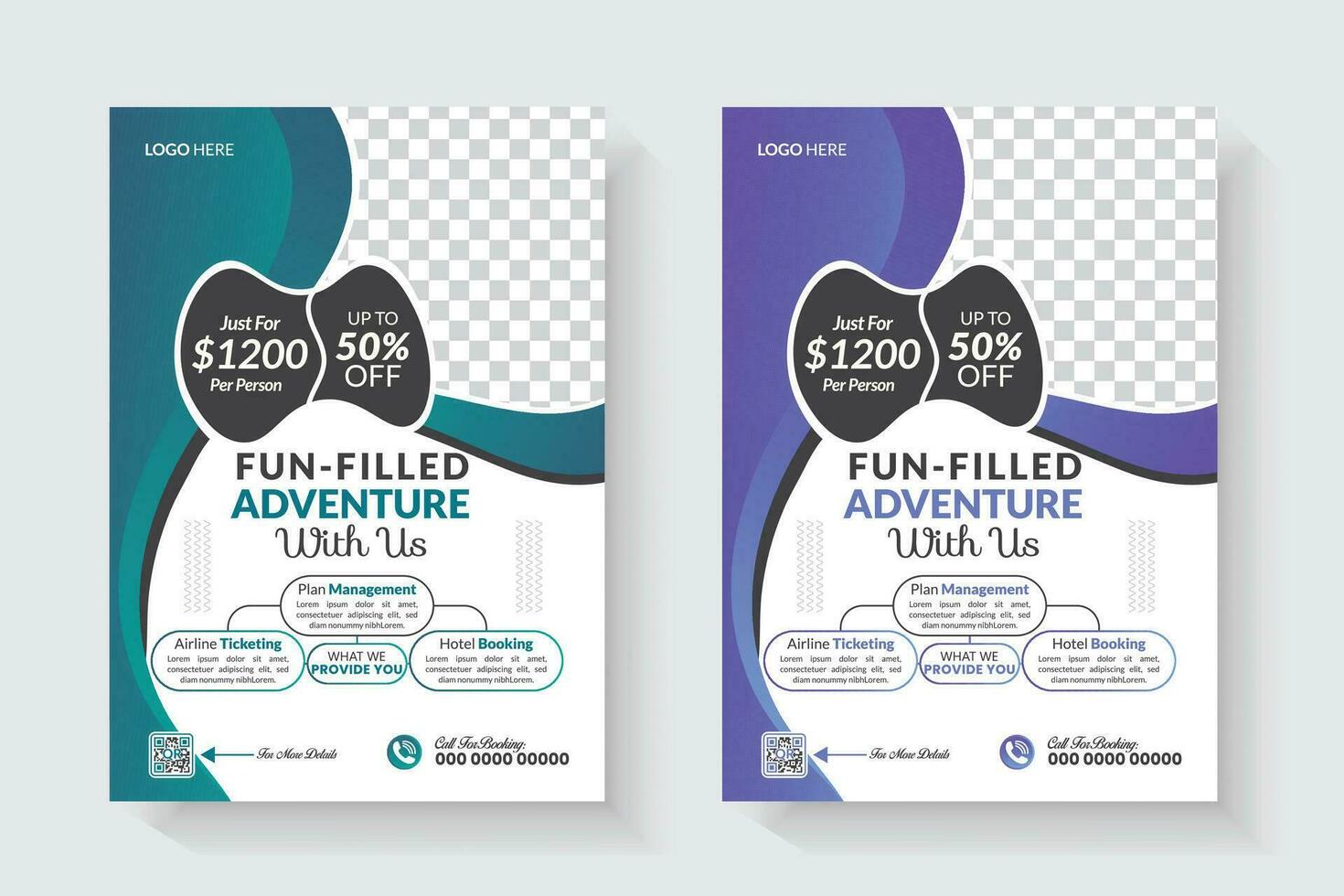 Travel or trip flyer design and brochure cover page template. Summer brochure template for travel agency vector