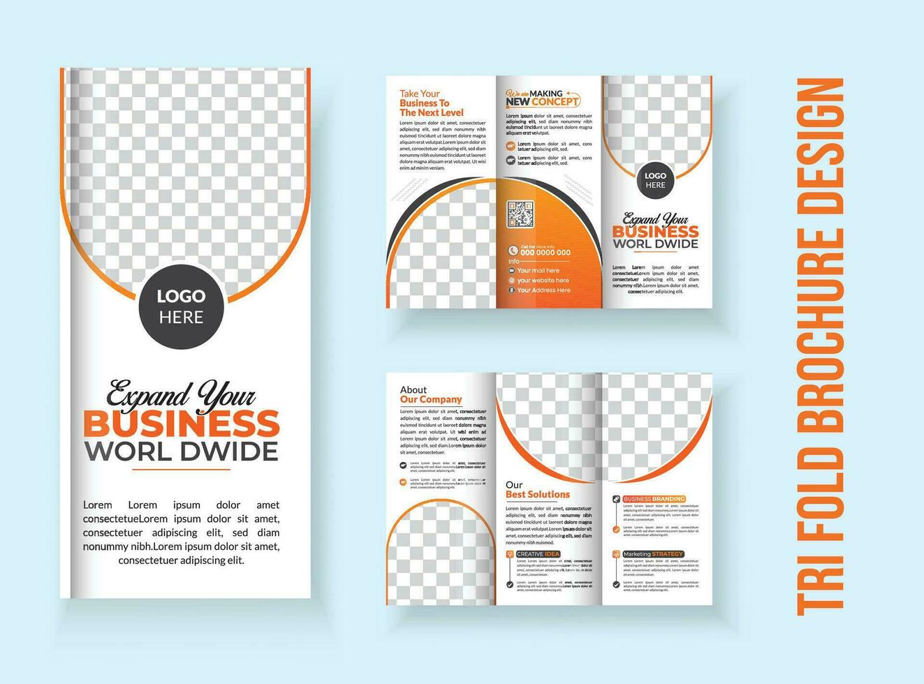 Corporate business tri-fold brochure design template. vector minimal flat design set, abstract three fold presentation layout a4 size.