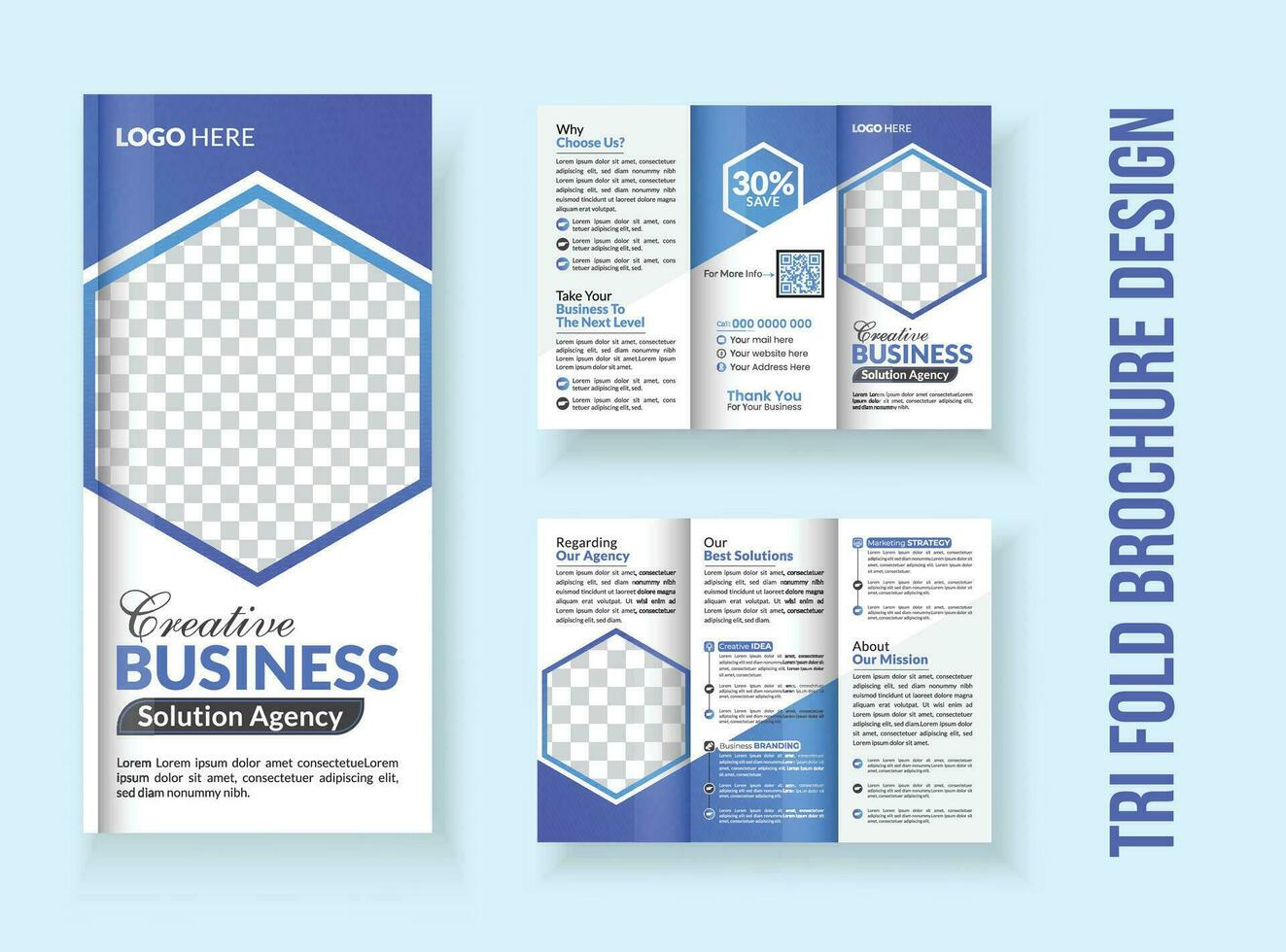 Corporate business tri-fold brochure design template. vector minimal flat design set, abstract three fold presentation layout a4 size.