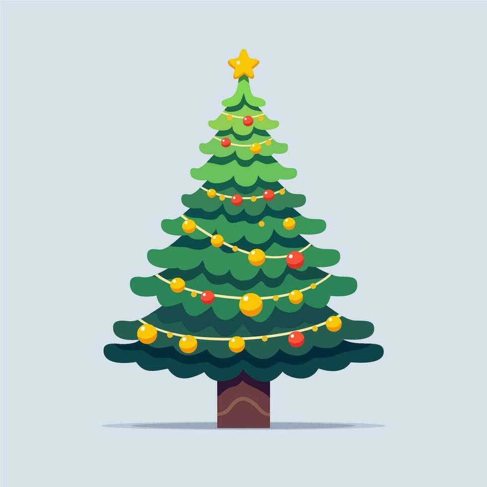 christmas tree with decorations on a blue background vector
