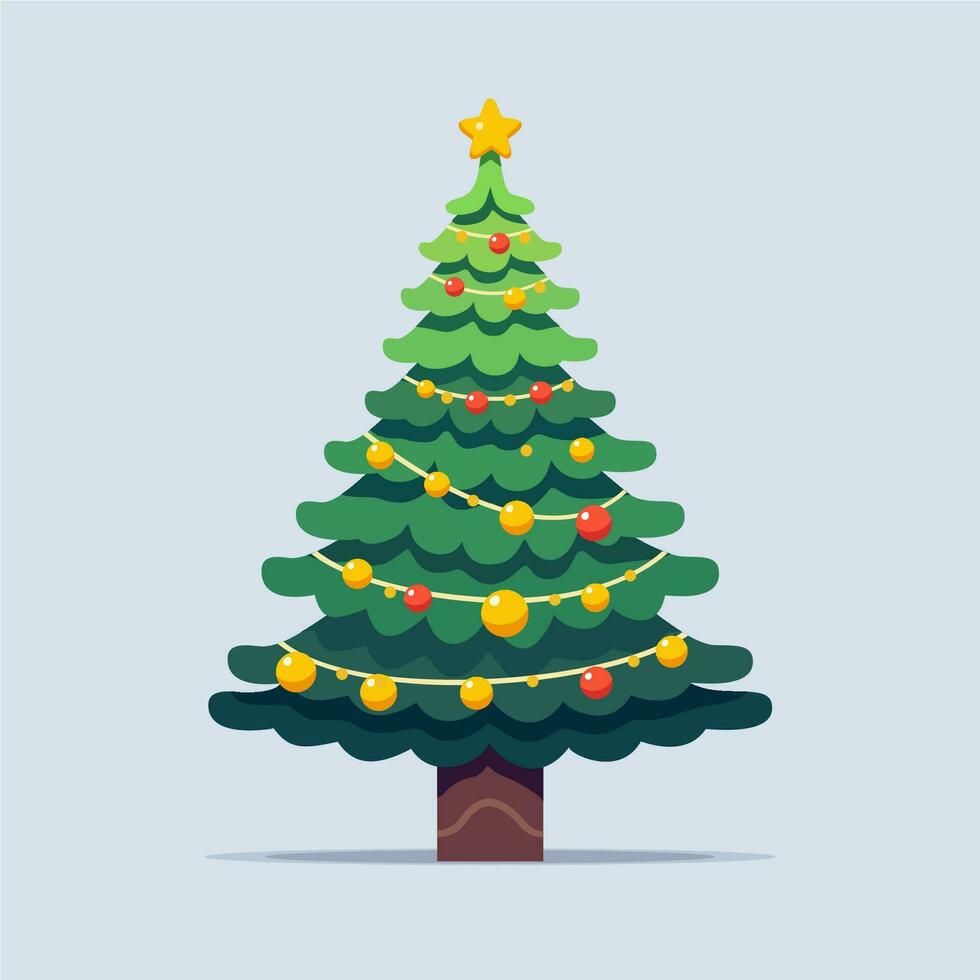 Navidad árbol con decoraciones en un azul antecedentes vector