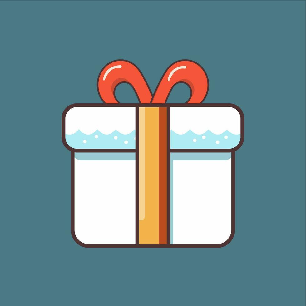 a white gift box with a red ribbon on it vector