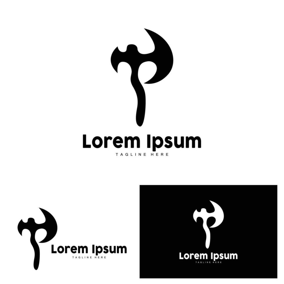 Woodcutting Tool Ax Logo, Woodcutter Vector Simple Design Symbol Template