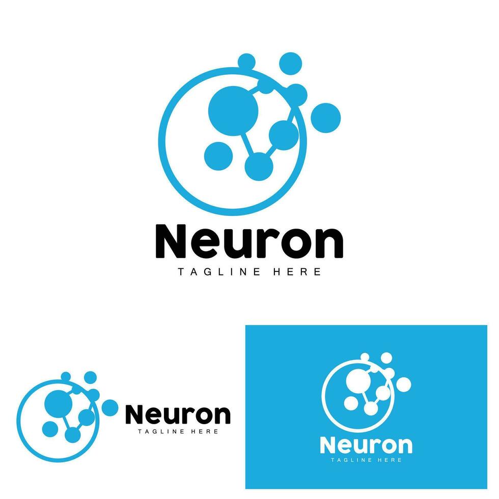 Neuron Logo Design Health Illustration DNA Molecule Nerve Cell Abstract Simple Illustration vector