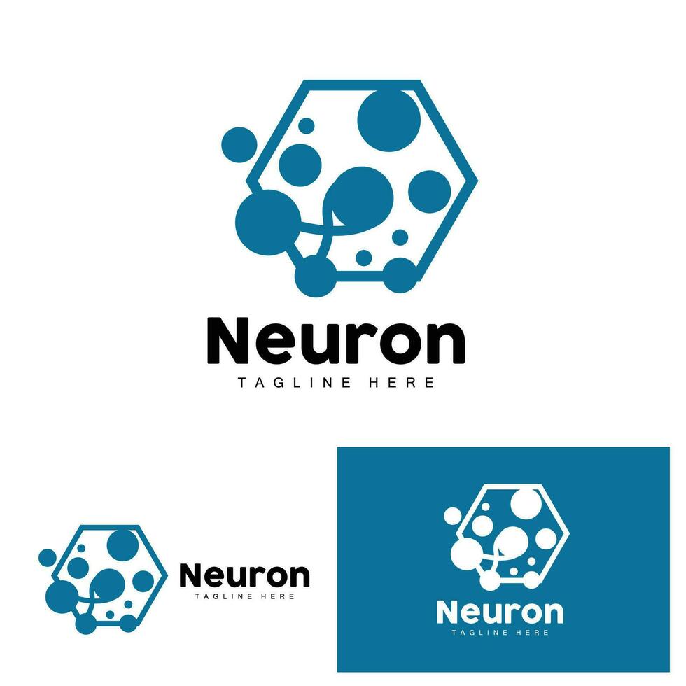 Neuron Logo Design Health Illustration DNA Molecule Nerve Cell Abstract Simple Illustration vector