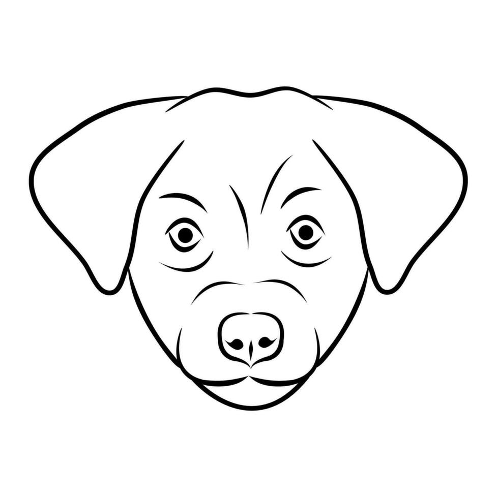 Dog head icon, black and white drawing isolated on white. Animal logo concept. coloring page vector