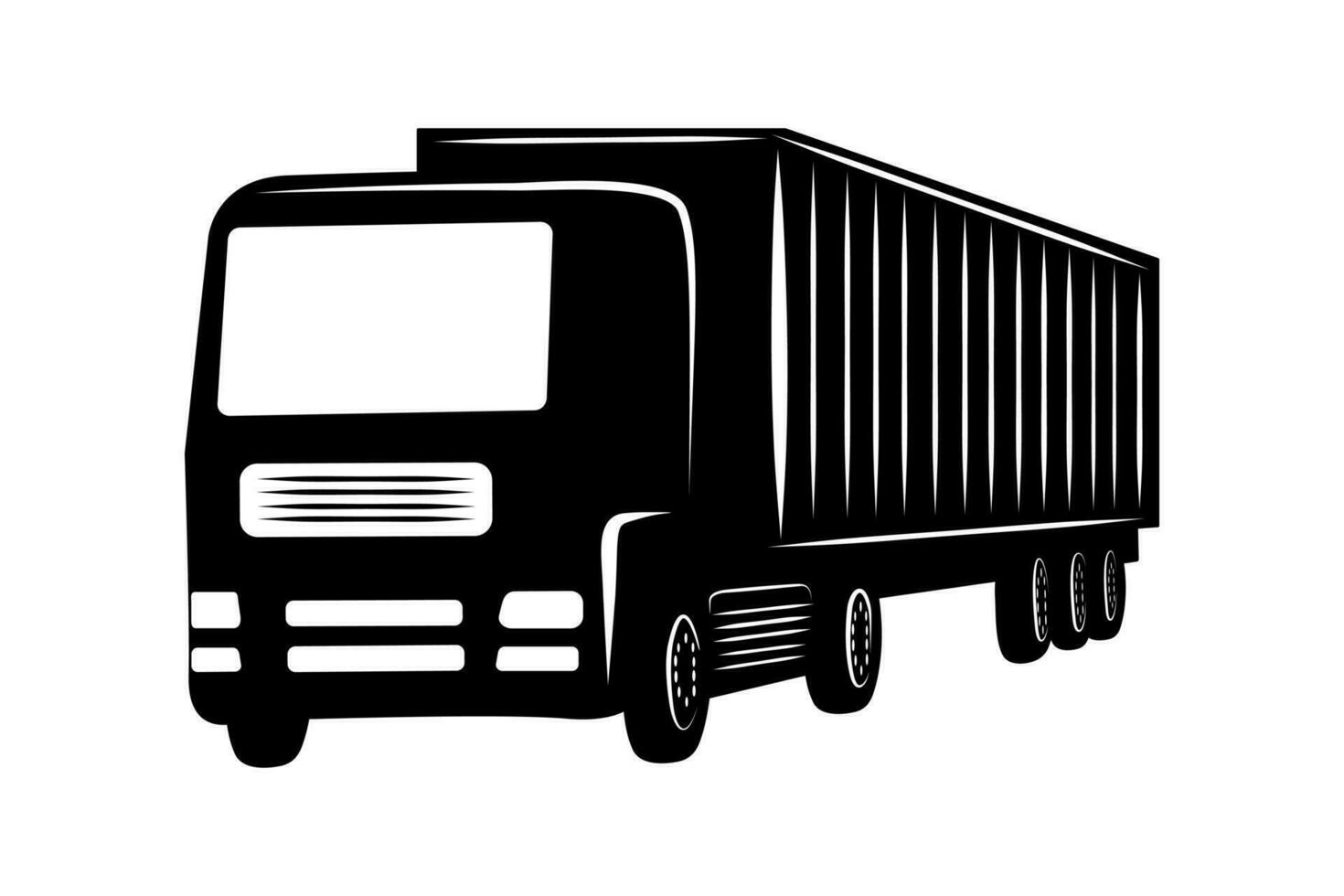 Truck logo design vector black and white colors. Cargo transportation and logistics services