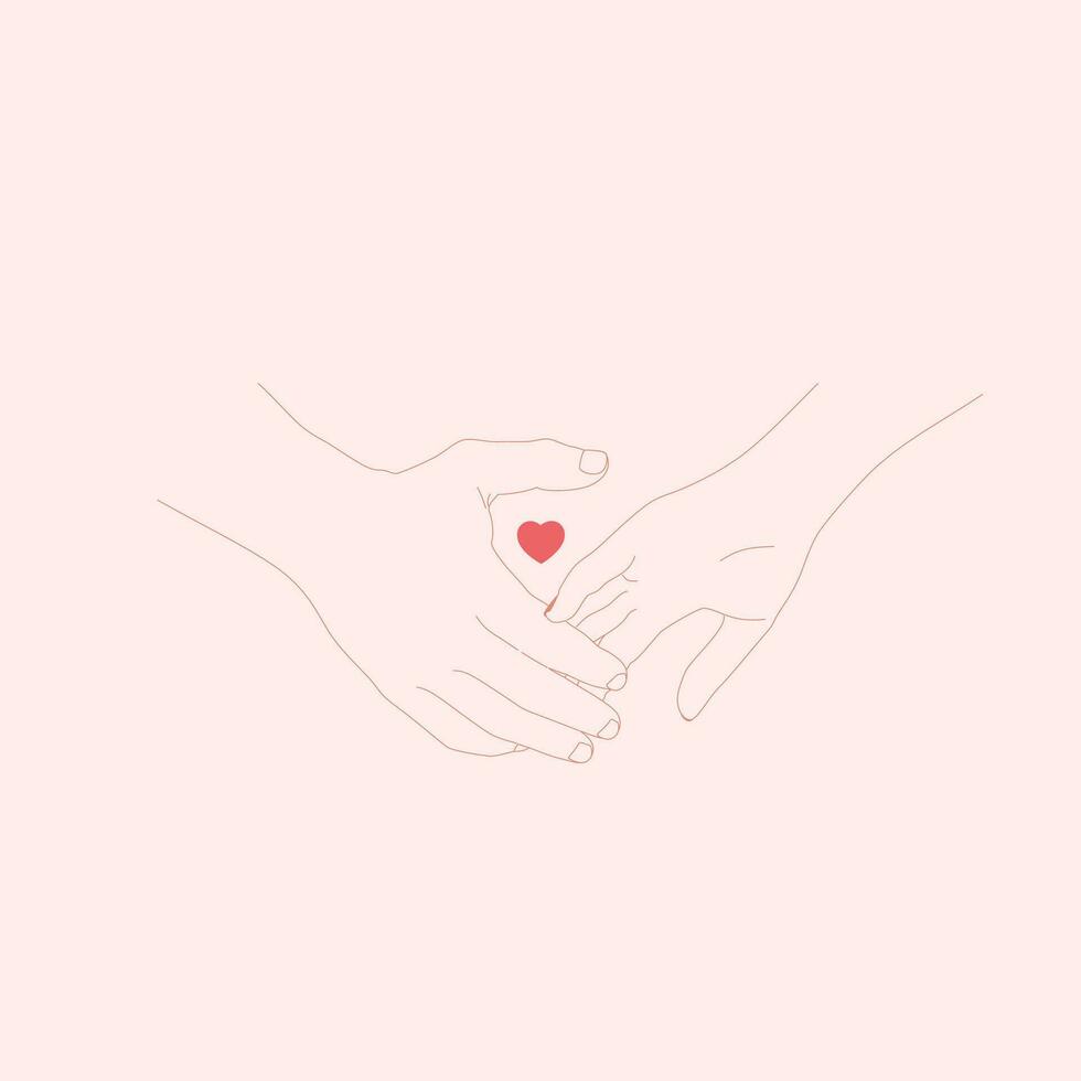 two hands holding a heart on a pink background vector