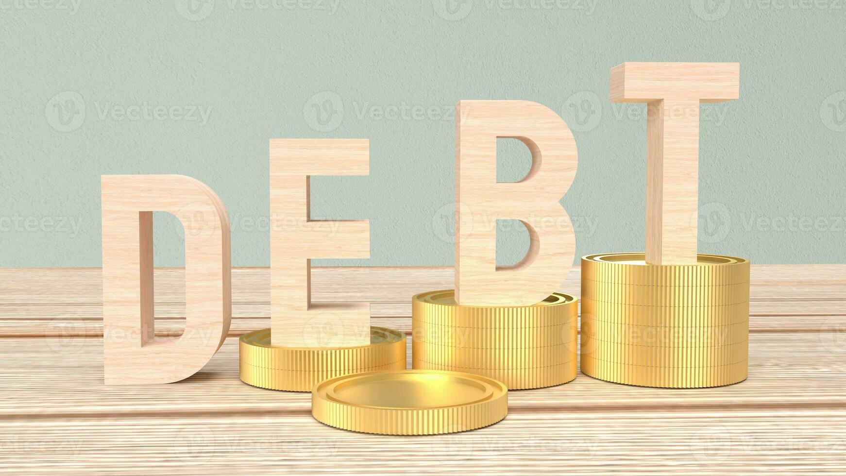 The debt on coins for Business concept 3d rendering. photo