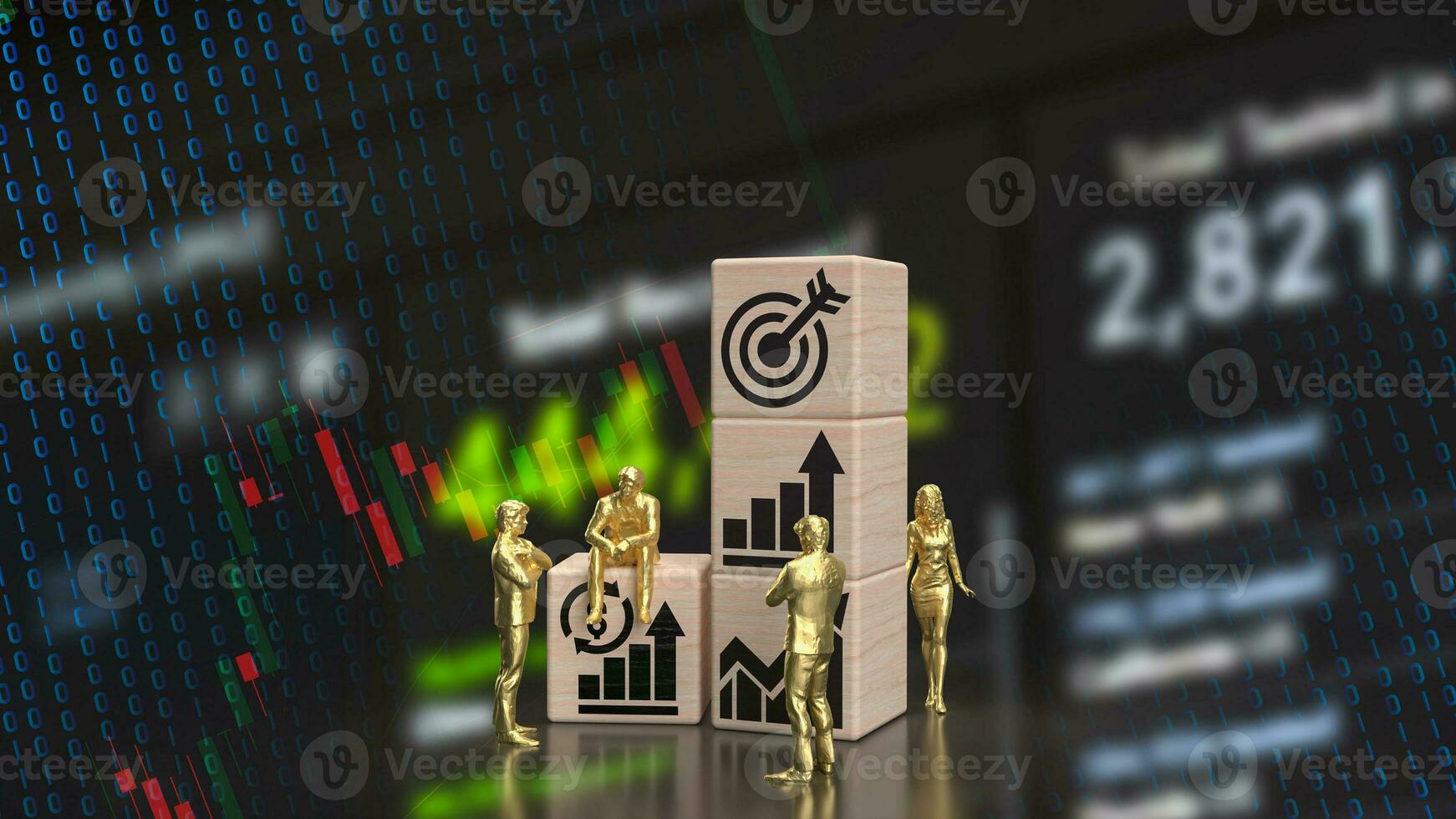 The man figure and wood cube for Business concept 3d rendering. photo