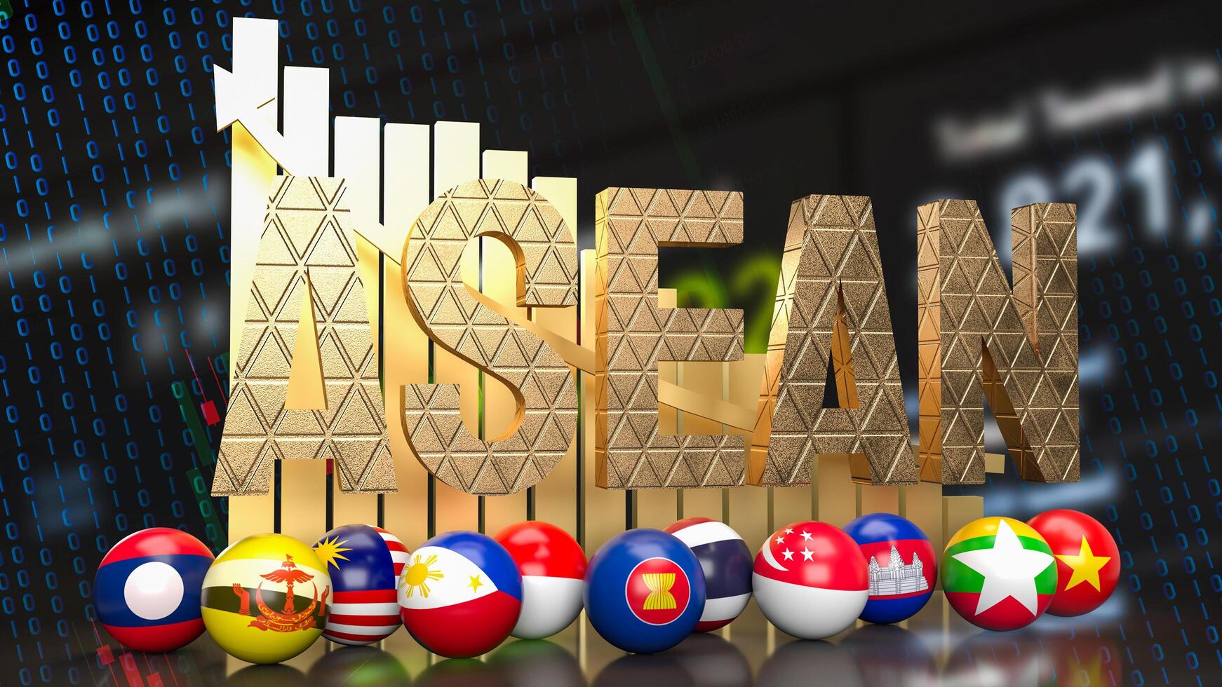 The ASEAN or Association of Southeast Asian Nations for Business concept 3d rendering. photo