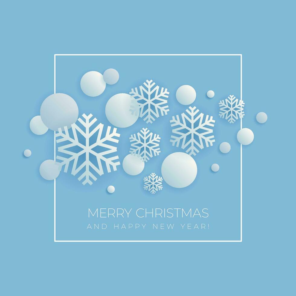 Merry Christmas Greeting Card with snowflakes vector