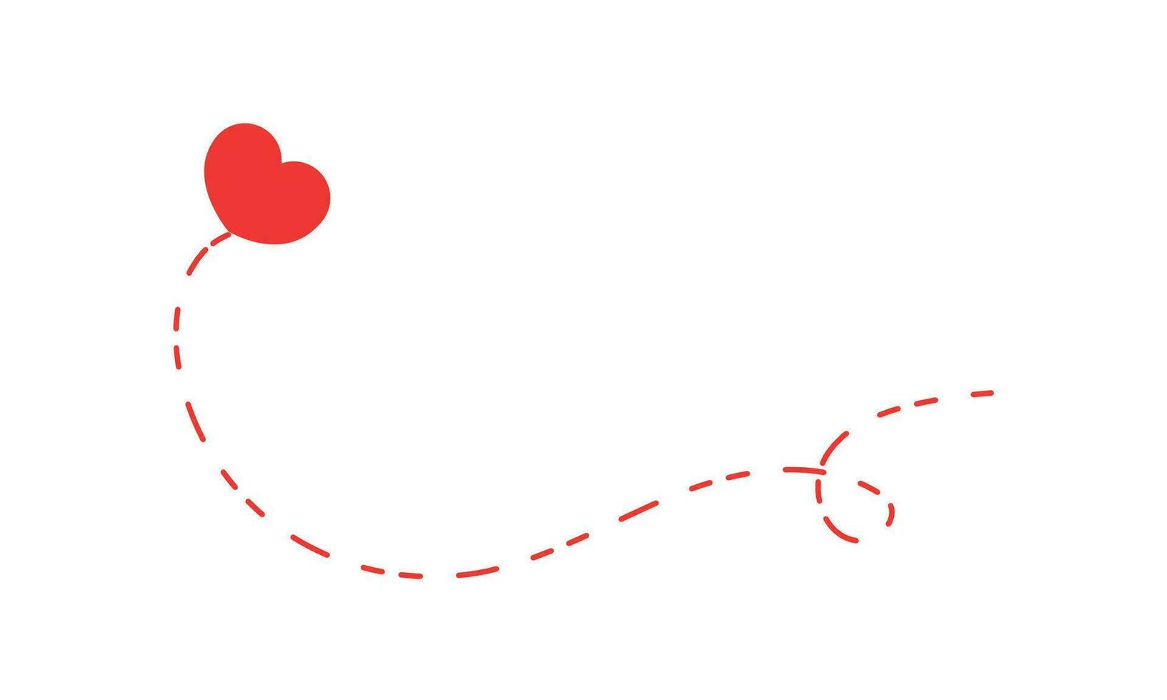 Vector red heart shape with line on white background with copy space