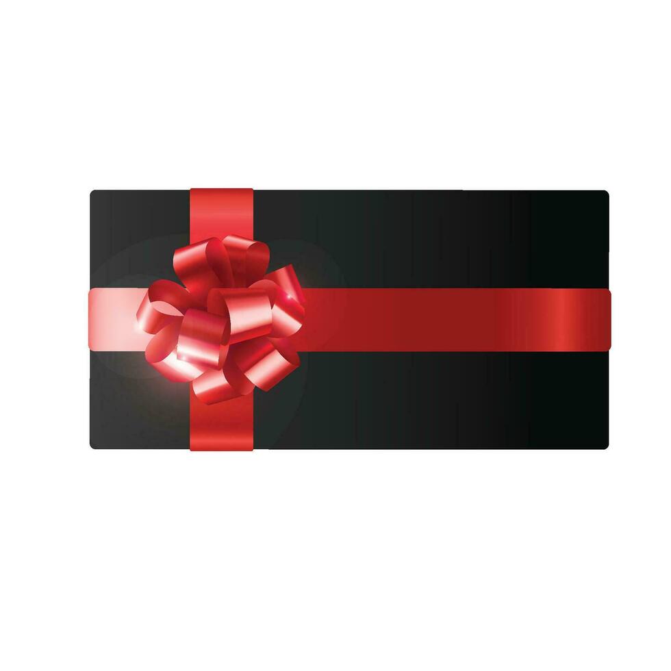 Vector red bow on black gift box illustration