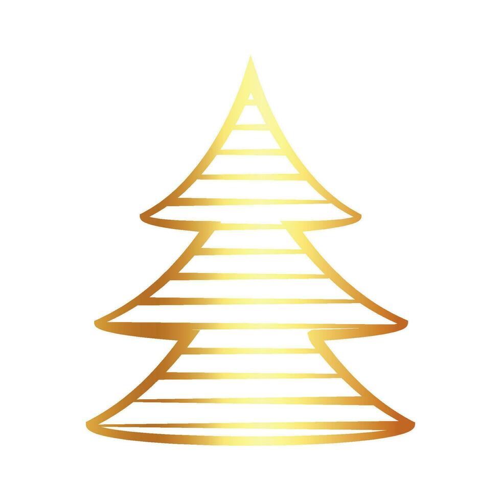 Vector golden christmas tree decoration festival greeting card