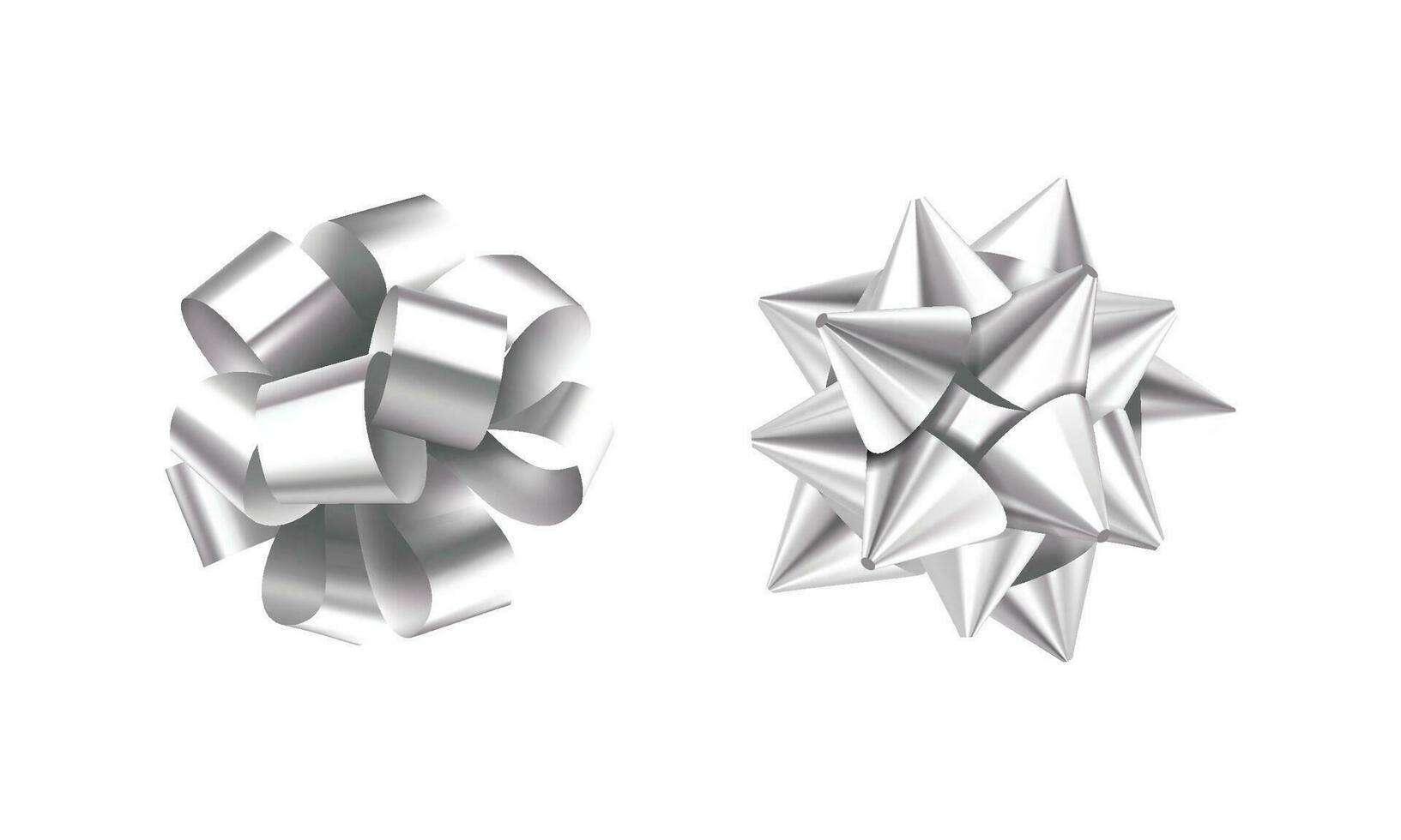 Vector silver bows for wrapping present box set