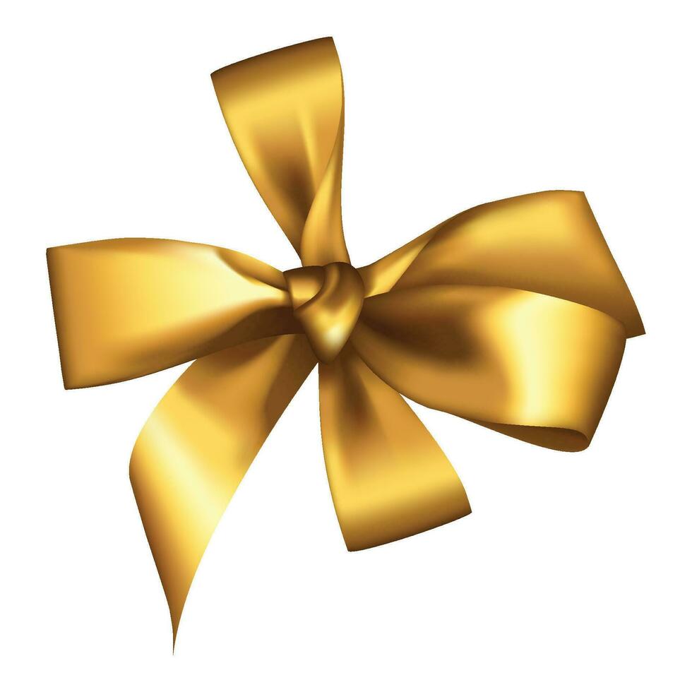 Vector gold ribbons and bows for wrapping present box on white