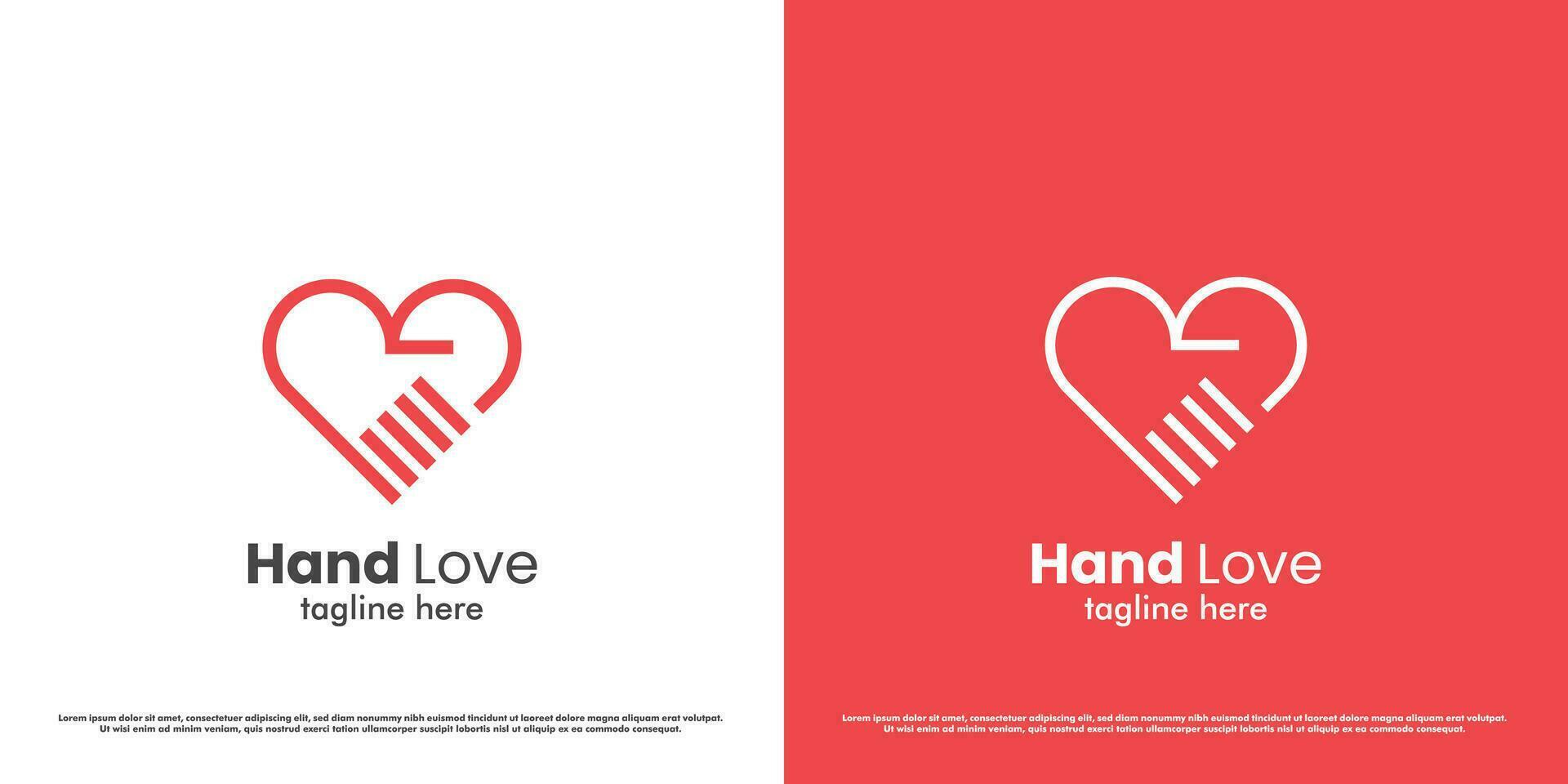 Hand heart logo design illustration. Solid shape of hand gestures of love and heart holding each other for a romantic, affectionate couple happy charity. Modern minimalist simple flat icon symbol. vector