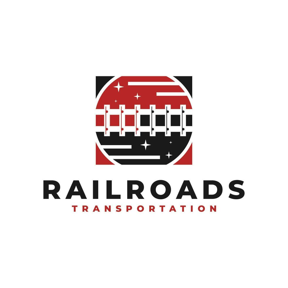 railroad track illustration logo vector