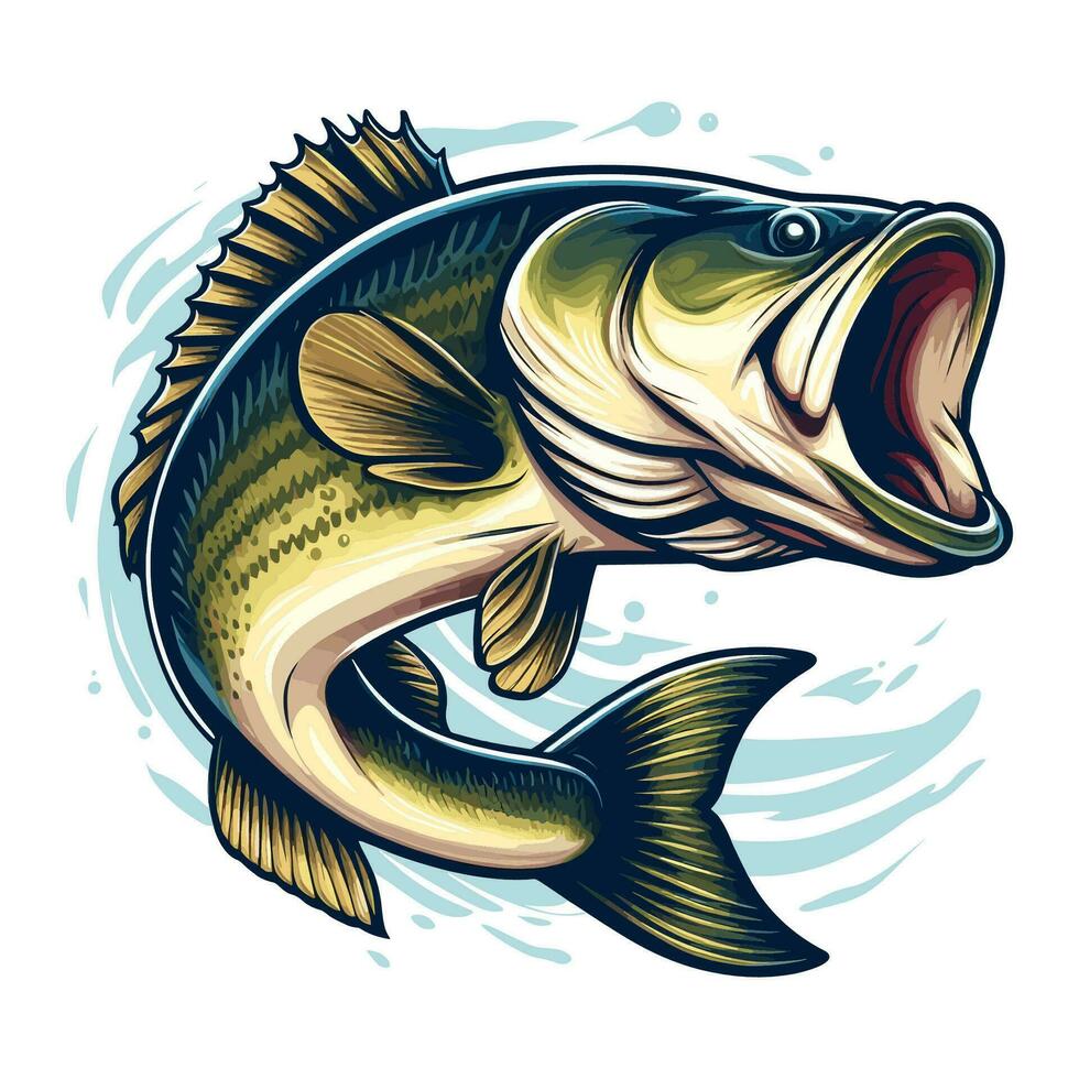 vector grande bajo pescado dibujos animados ilustración