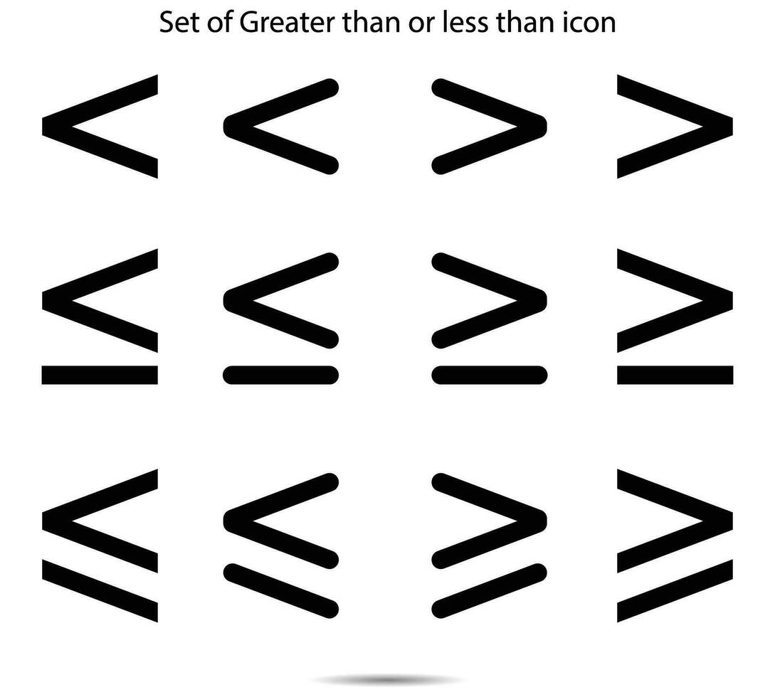 Set of Greater than or less than icon vector