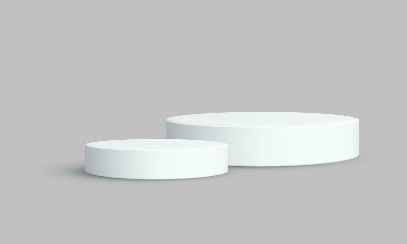 Vector round white podium pedestal product display stand background 3d rendering