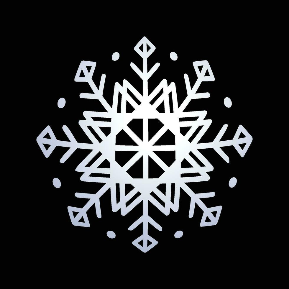 Vector simple white snowflake icon graphic isolated element on black background