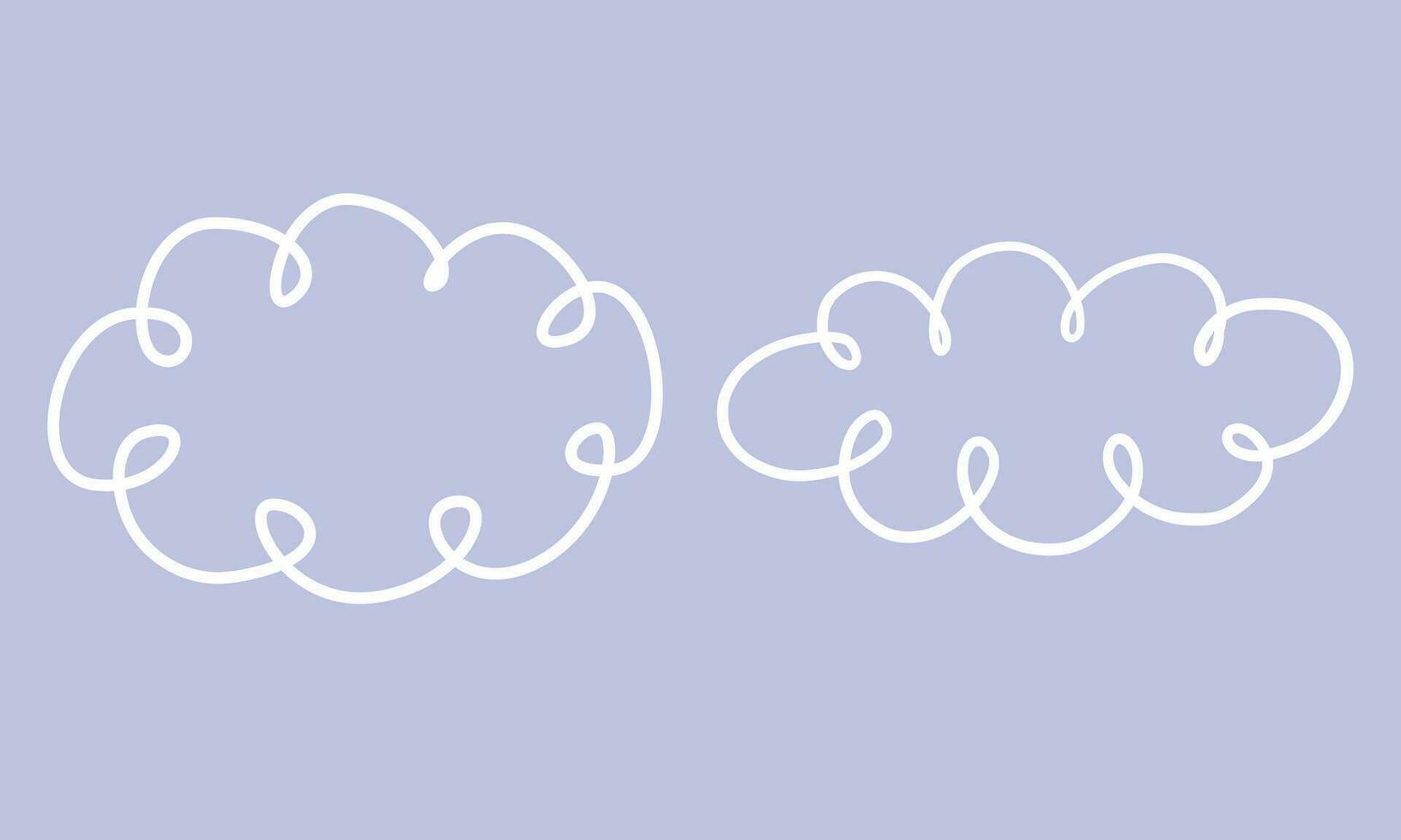 Vector hand drawn linear childlike cloud drawing