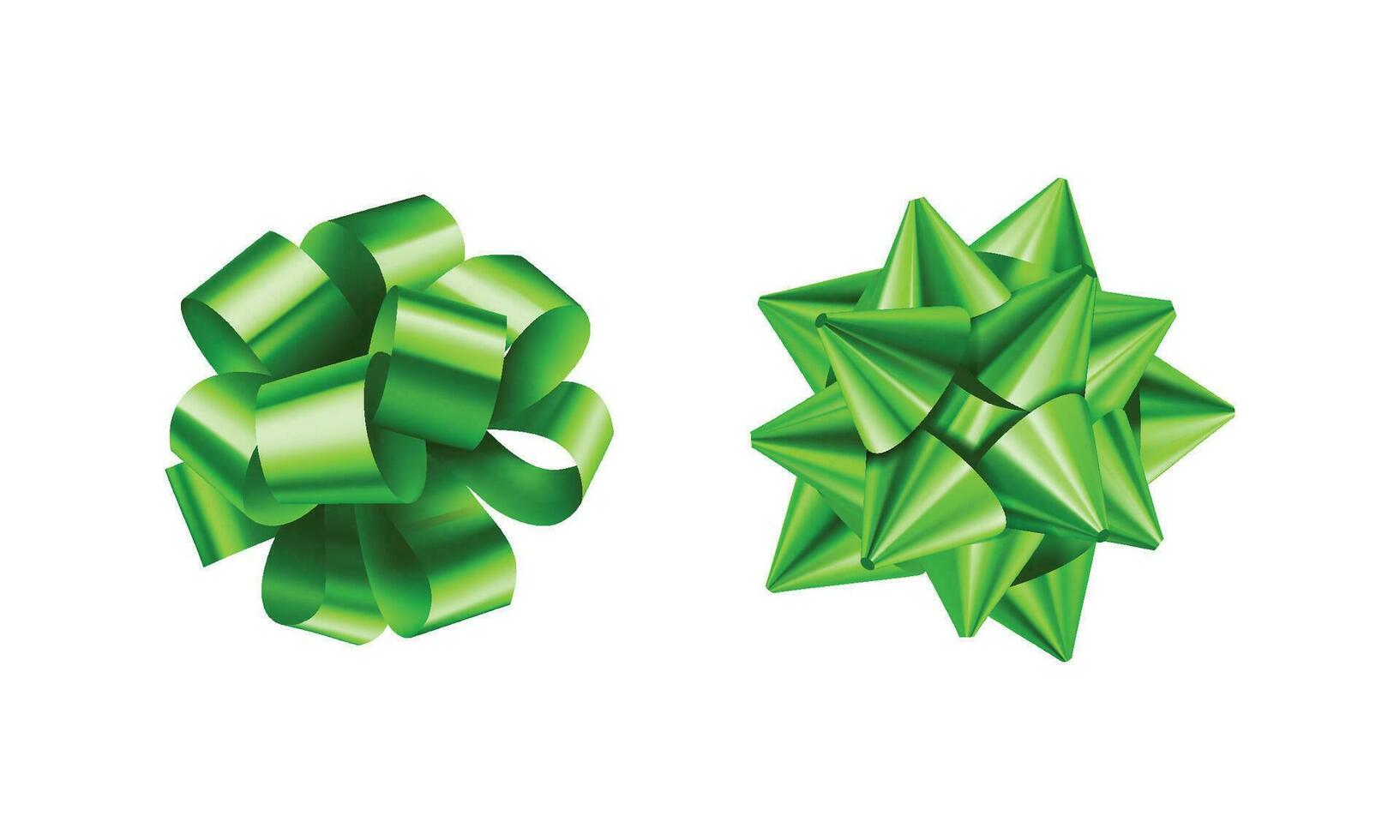Vector green bows for wrapping present box set