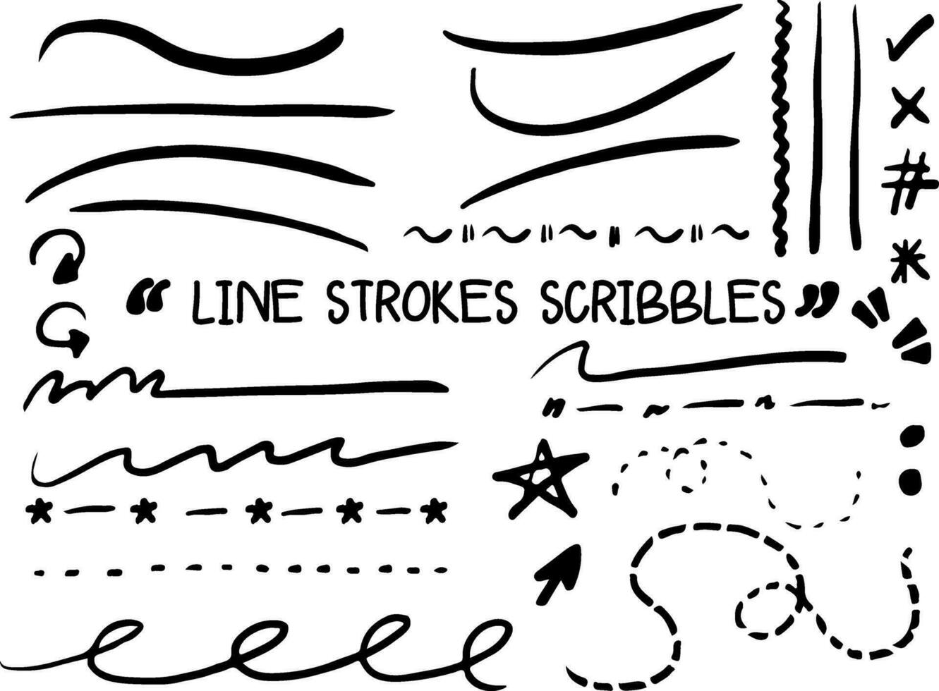 Line strokes scribbles dooddle drawing vector