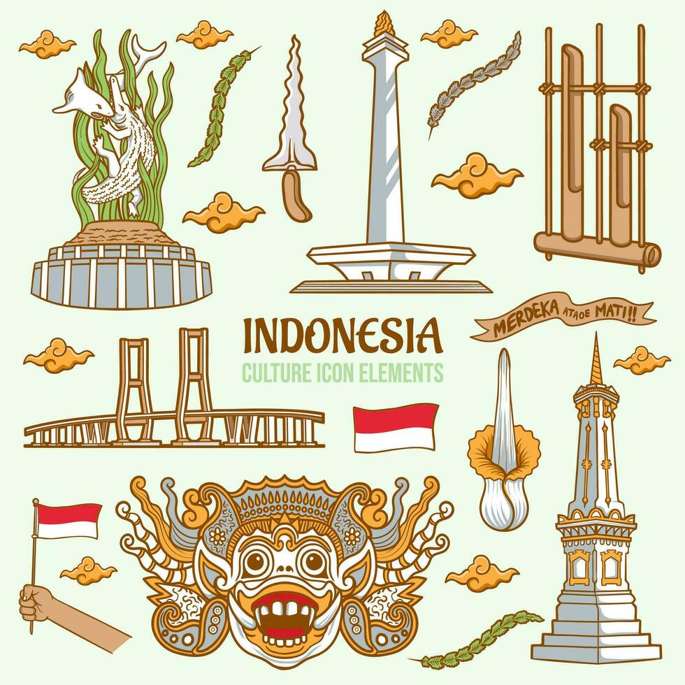 elementos de la cultura indonesia vector