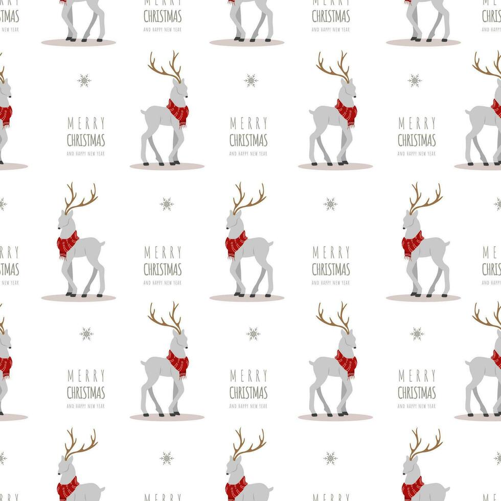 Navidad modelo con renos linda ciervos con cornamenta y bufandas. invierno impresión. nuevo año sin costura antecedentes. vector ilustración en plano dibujos animados estilo
