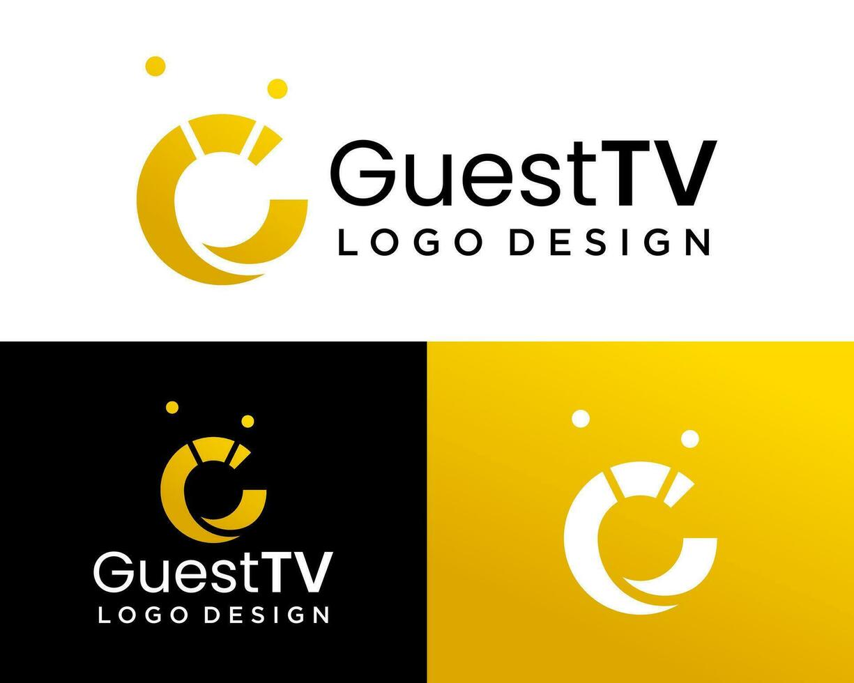 Letter G monogram television logo design. vector