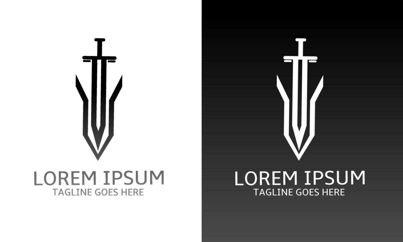 Illustration vector graphics of black and white sword symbol design